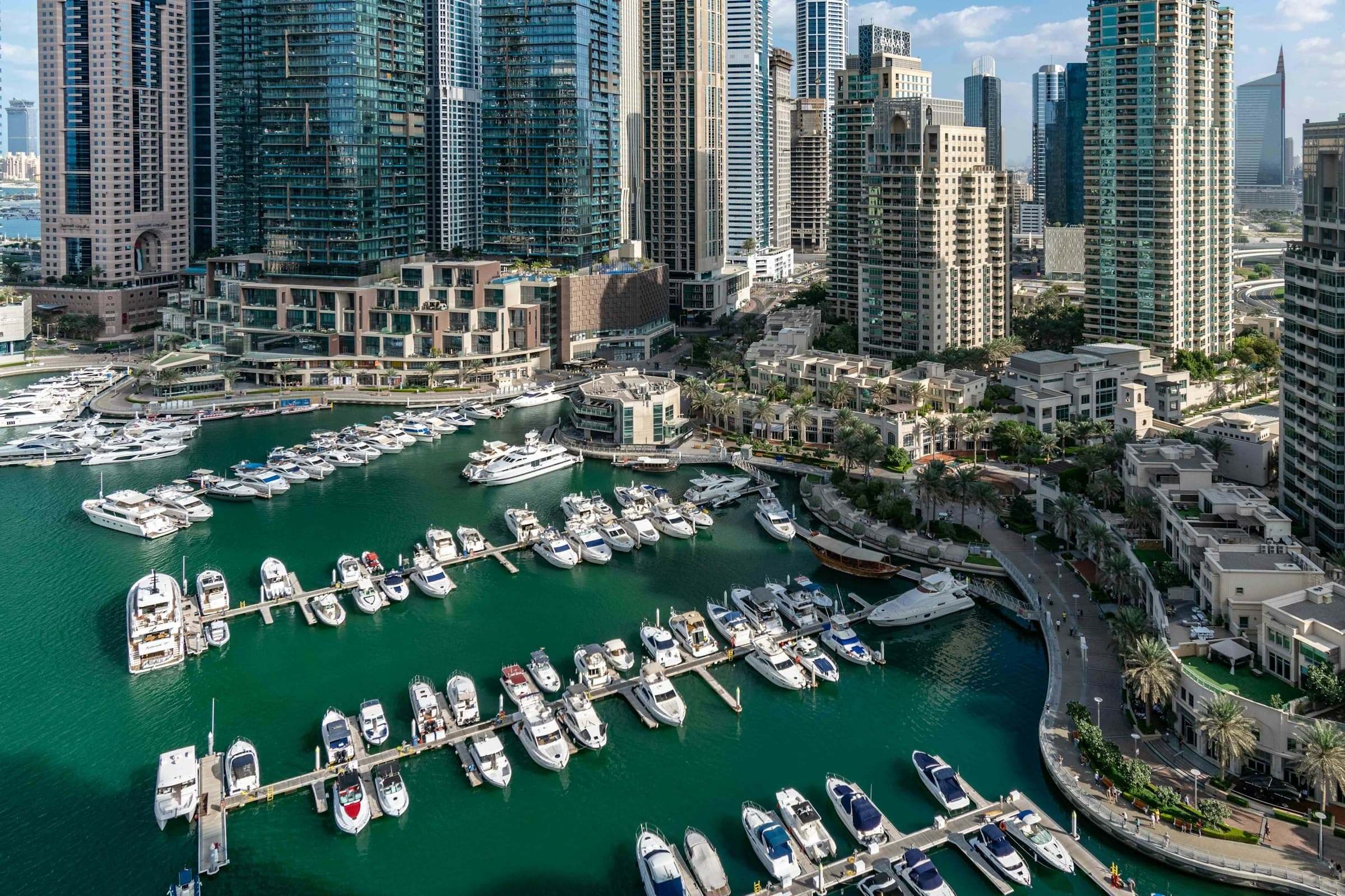 Dubai Marina at sunset — the city UK movers are settling into